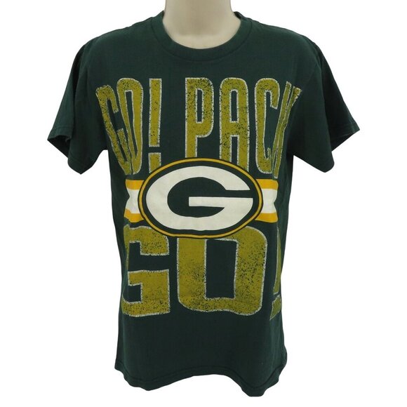 NFL Unisex Adult Small Green Bay Packers Go Pack Go Logo Crew Neck Tee Shirt Top - Picture 1 of 9